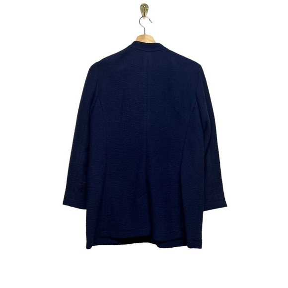 EILEEN FISHER PETITE Stand Collar Front Snap Jacket Blue - Picture 6 of 9